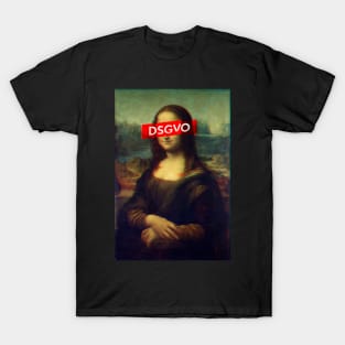 Glitch Art - Mona Lisa Basic Data Protection Regulation T-Shirt